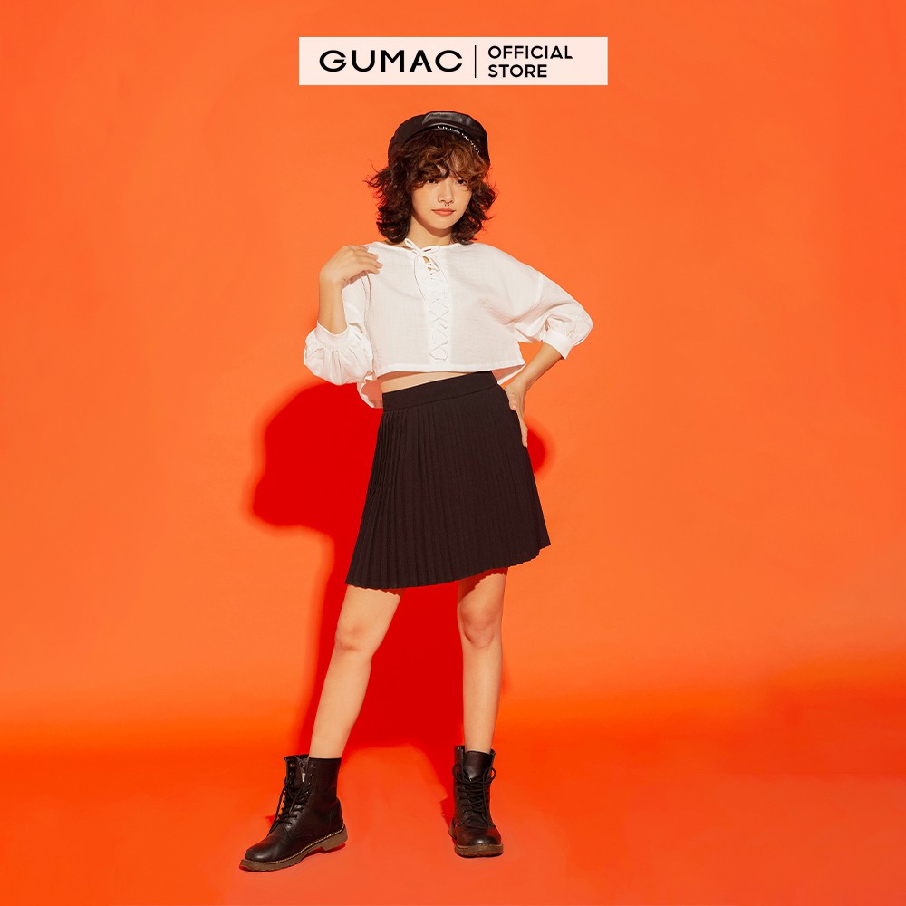 Chân Váy xòe nữ thiết kế dập ly dáng ngắn GUMAC màu đen cá tính VA1233 | BigBuy360 - bigbuy360.vn