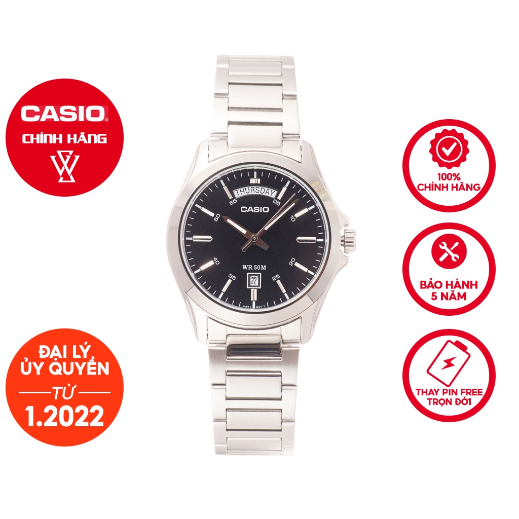 Đồng Hồ Quartz Nam Casio WATCHSTORE MTP-1370D-1A1VDF Thiết Kế Kính Khoáng 40mm, Dây Kim Loại, Vỏ Thép Không Gỉ
