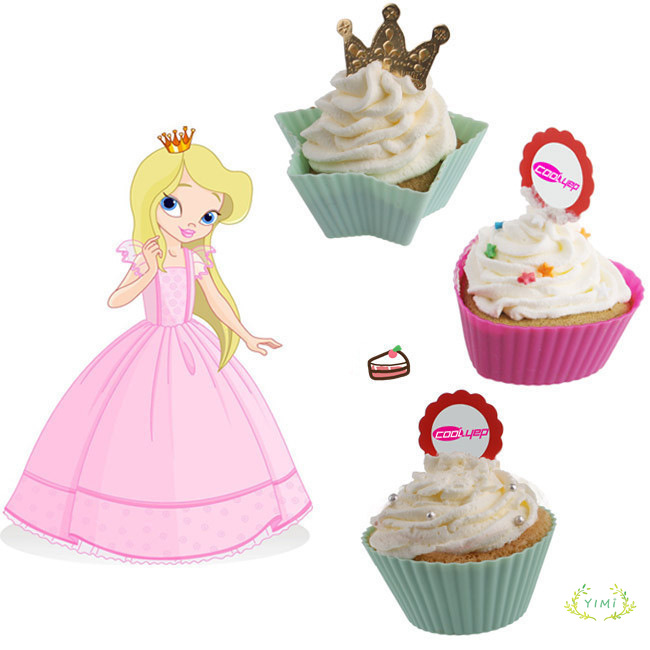 Khuôn làm bánh muffin bằng silicon hình tròn/ ngôi sao/ hoa/ trái tim