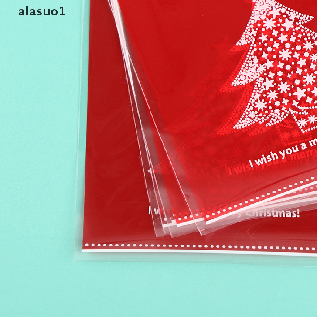 Set 100 Túi Nhựa Đựng Bánh Kẹo Giáng Sinh Tự Dính Kích Thước 10X10Cm