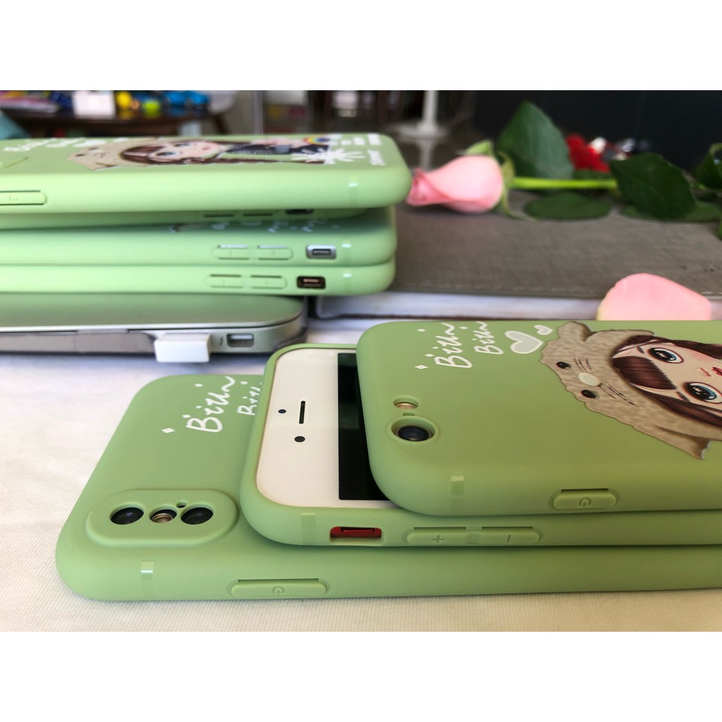 ỐP IPHONE BẢO VỆ CAM/CHỐNG VÂN TAY/CHỐNG BỤI - NEW GIRL CUTE XANH LÁ CÂY TPU full case 6/6s đến 11promax - h case