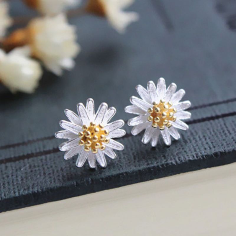 Bông tai bạc S925 - Hoa tai nữ bạc Ý hoa Cúc nhỏ Daisy siêu dễ thương Zaza Accessories KT8004
