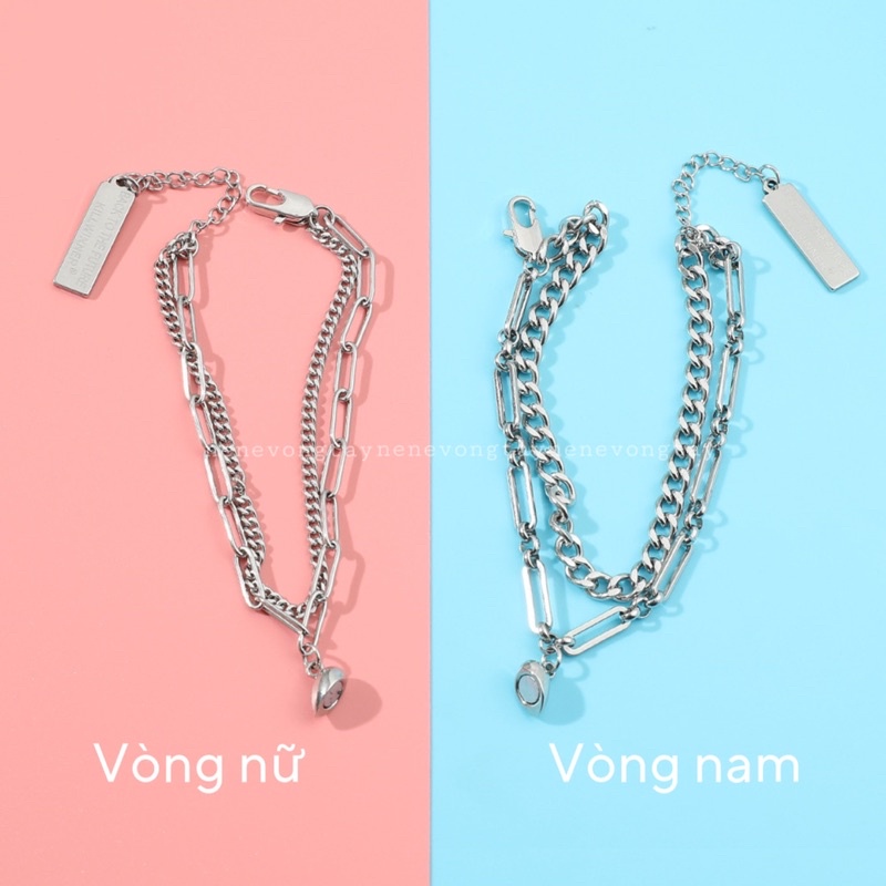 VÒNG ĐÔI NAM CHÂM  trái tim hít cho nam nữ