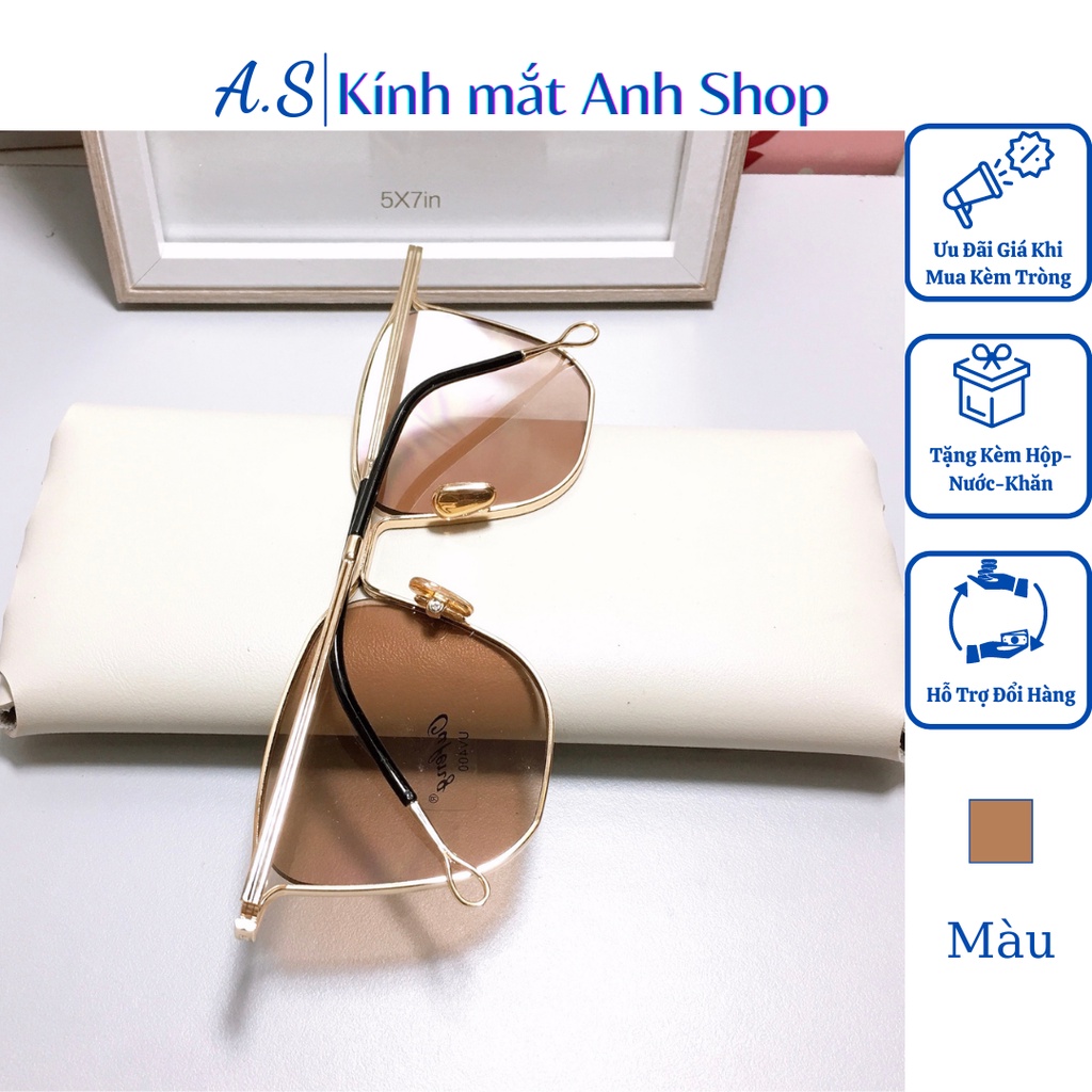 Kính mát vuông kiểu mắt mèo chất liệu kim loại 7072