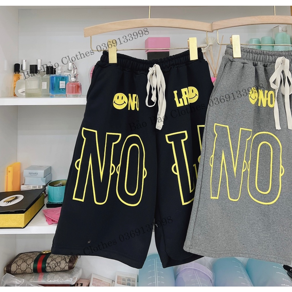 Quần Đùi Ngố Unisex Nam Nữ NOLA Chữ Vàng Chất Chân Cua Dáng Rộng  Thể Thao Hot Trend