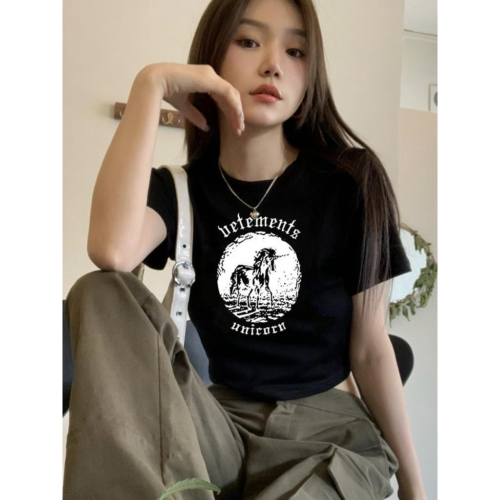 Áo thun tay ngắn Peppermint 51286 dáng ôm in họa tiết thời trang