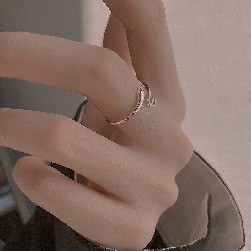 Nhẫn Mạ Bạc 925 Hình Đuôi Rắn Độc Đáo Đơn Giản Có Thể Điều Chỉnh Cho Nữ