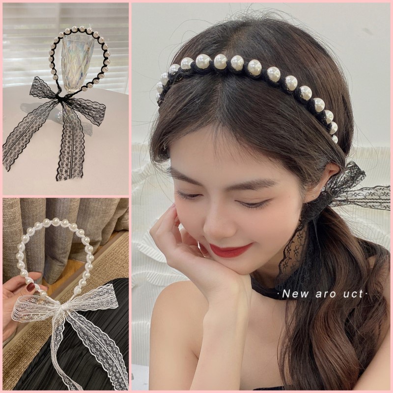Cài tóc phối ren đính ngọc trai xinh xắn thời trang cho nữ