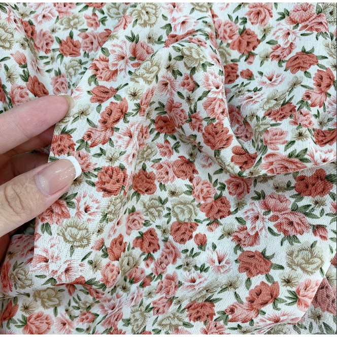 Váy maxi hoa nhí cổ vuông tay bồng xinh xắn | BigBuy360 - bigbuy360.vn