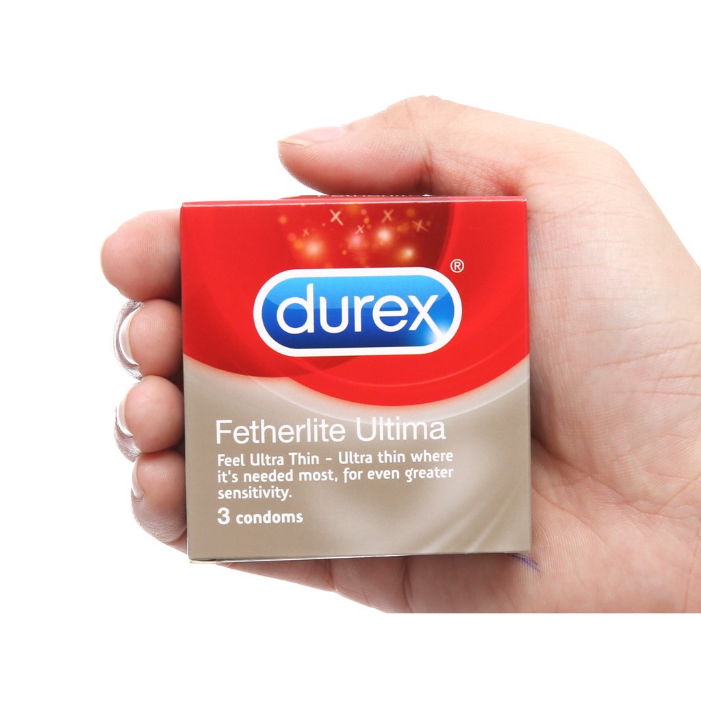 Bao Cao Su Durex Fetherlite - Siêu mỏng, không mùi, truyền nhiệt nhanh, tự co giãn (Hộp 3 Cái)