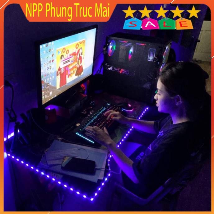 Đèn led Tiktok đổi màu RGB dùng App 5m cảm biến nhạc trang trí IP65 bọc keo silicone