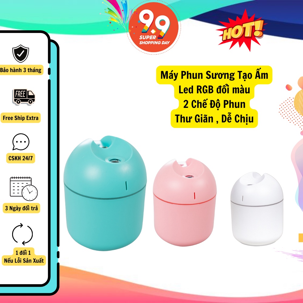 Máy Xông Tinh Dầu - Đèn xông tinh dầu mini Có Led Đổi Màu DX05