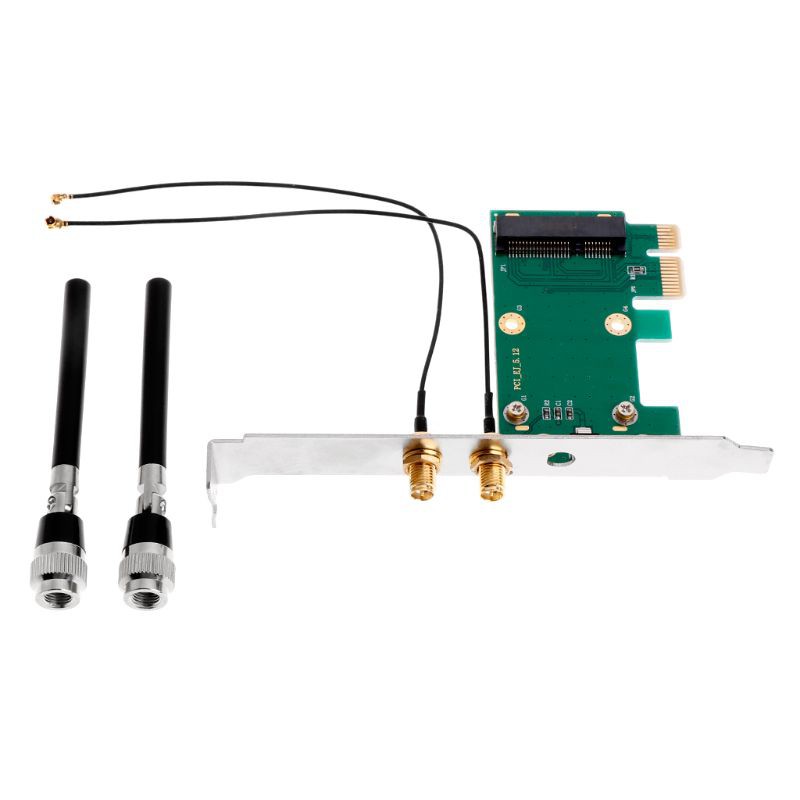 Card Mạng Không Dây Mini Pci-E Sang Pci-E 1x + 2 Ăng Ten | BigBuy360 - bigbuy360.vn