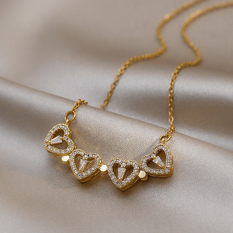 Dây chuyền mặt hình cỏ 4 lá titan không gỉ không phai màu thời trang dành cho nữ