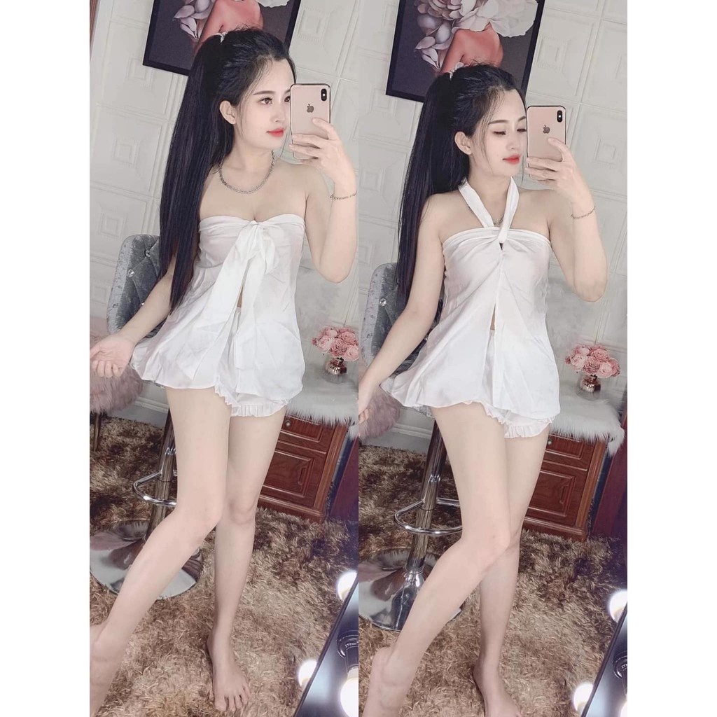 Đồ ngủ nữ sexy Freeship Đồ ngủ nữ sexy chất lụa mềm mại Freesize dưới 60kg | BigBuy360 - bigbuy360.vn