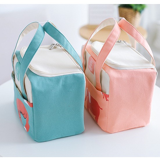 Túi đựng hộp cơm, thức ăn giữ nhiệt cao cấp vải Canvas, bên trong lót nhôm cách nhiệt, dung tích lớn