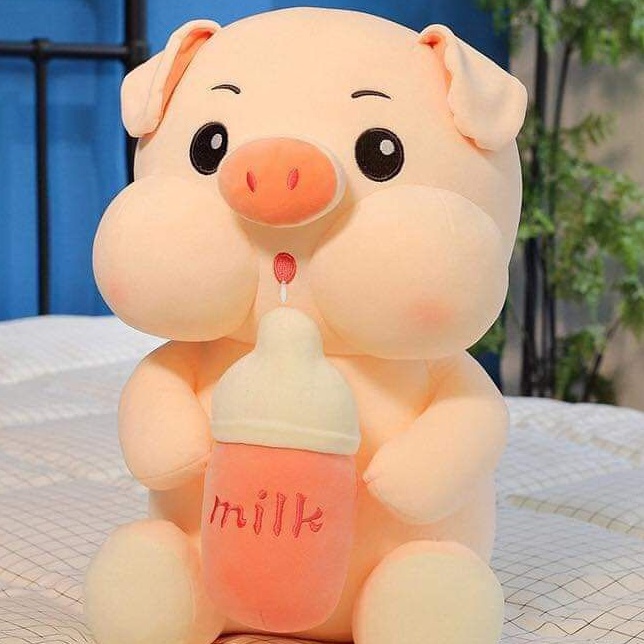 Gấu Bông Heo Ôm Bình Sữa, Heo Milk Nhồi Bông Siêu Cute Đủ Size Hàng Nhập Khẩu