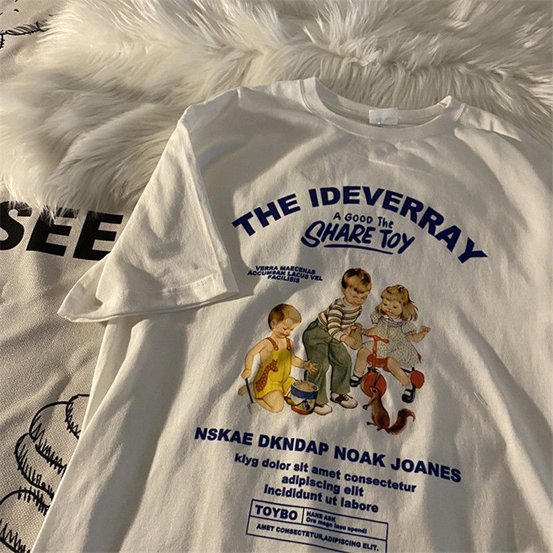 Áo Thun Tay Ngắn Dáng Rộng In Họa Tiết Phong Cách Retro Mỹ Thời Trang Mùa Hè Cho Nữ 2021 | BigBuy360 - bigbuy360.vn