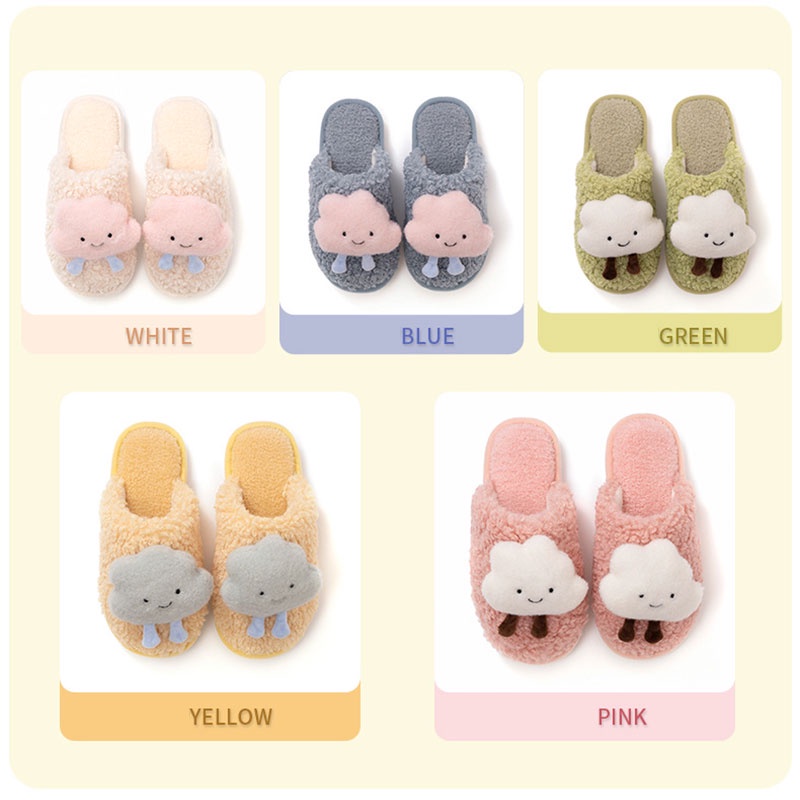 Dép bông RENBEN từ cotton phối đám mây dễ thương thời trang thu đông cho nữ