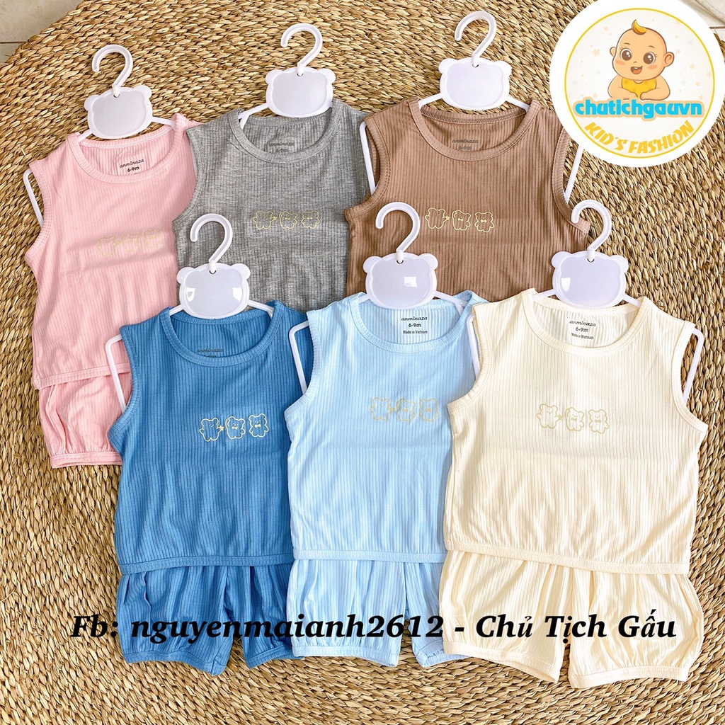 [Anminaza] Bộ ba lỗ cho bé size 6 tháng đến 3 tuổi hãng Anminaza