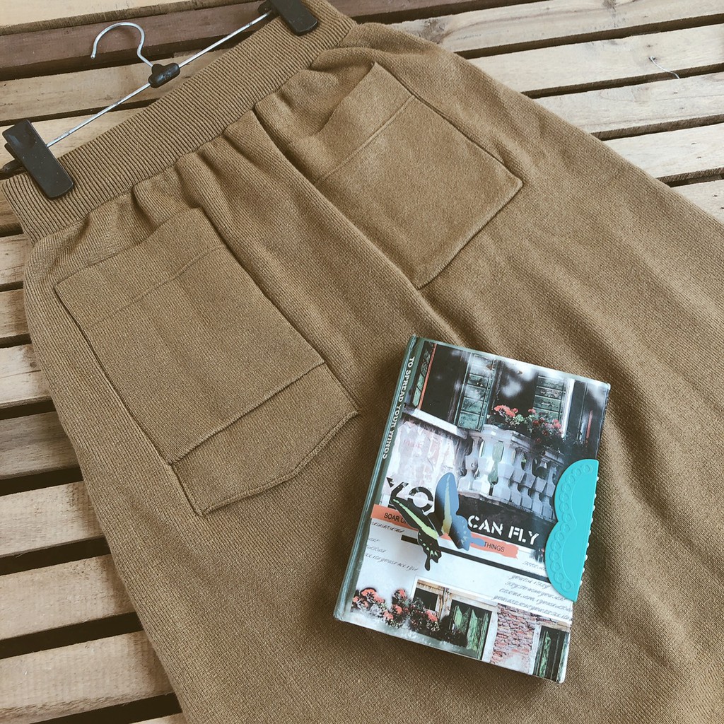 Chân Váy Len Dài Váy Len Midi Dáng A Hai Túi Trước Siêu Xinh