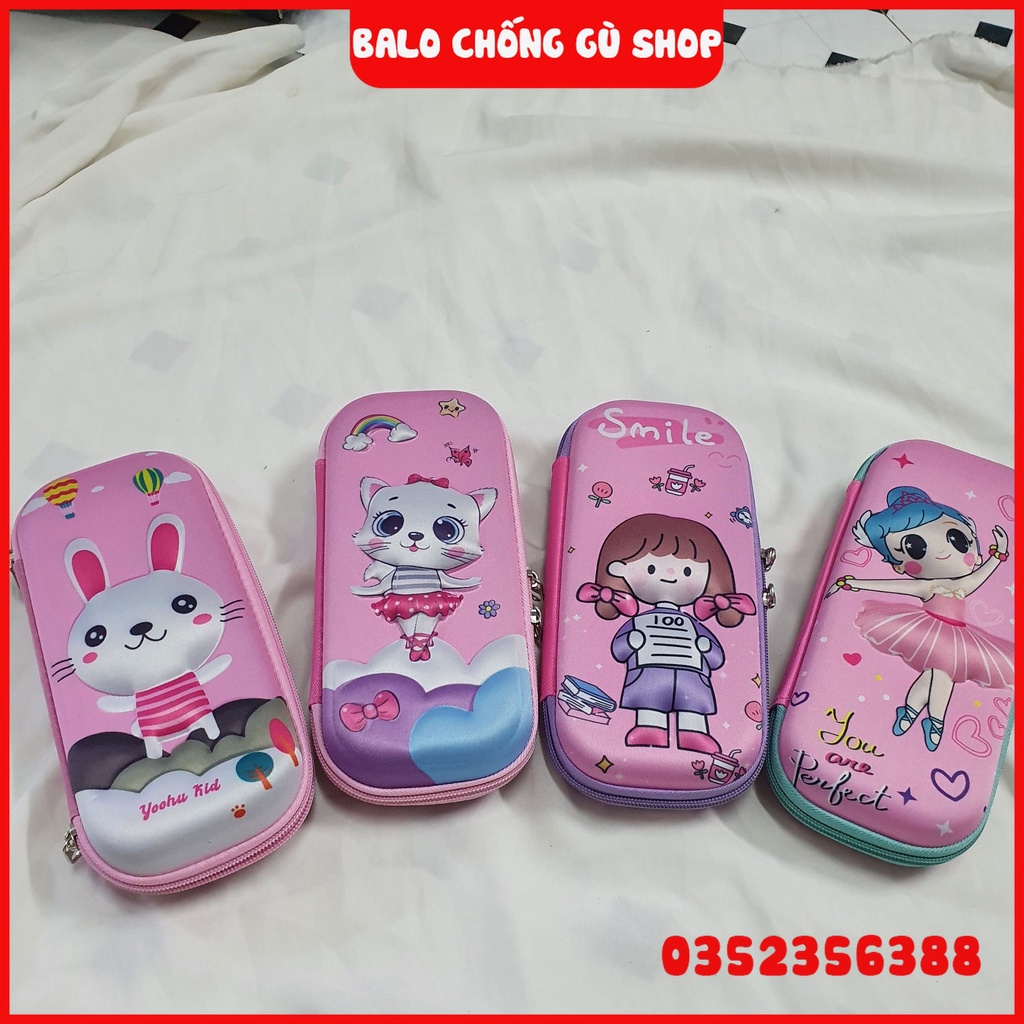 Hộp bút học sinh cho bé trai bé gái in hình nhân vật hoạt hình chống thấm nước