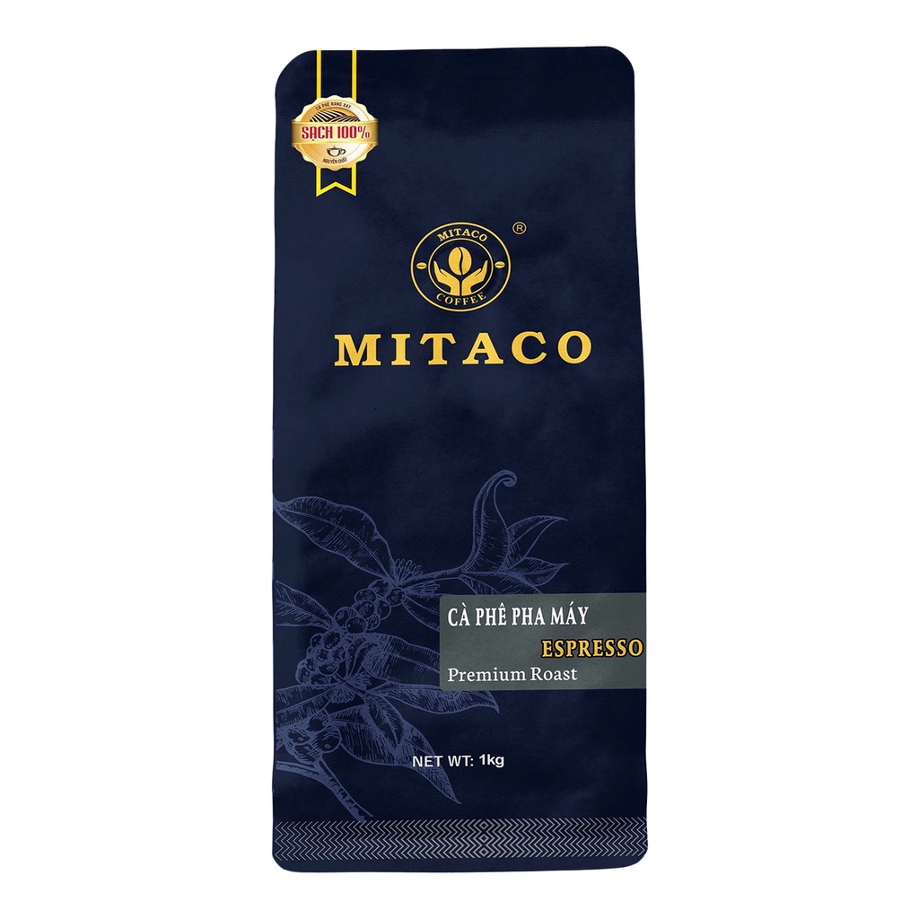 Cà phê pha máy nguyên chất (Espresso) MITACO COFFEE (Gói 1kg)