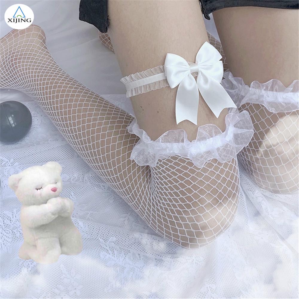 Tất Dài Qua Gối Phối Ren Phong Cách Lolita Nhật Bản