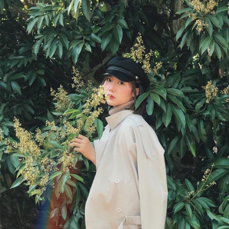 ( Ảnh thật ) Mũ dạ viền da thuỷ thủ