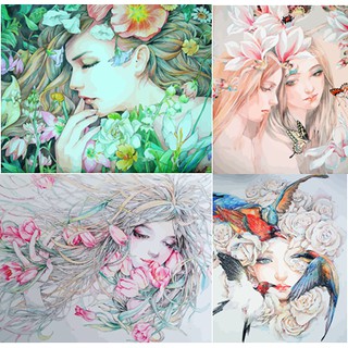 Nàng Thơ (new).Tranh sơn dầu số hoá tự tô màu theo số có khung (40*50cm)