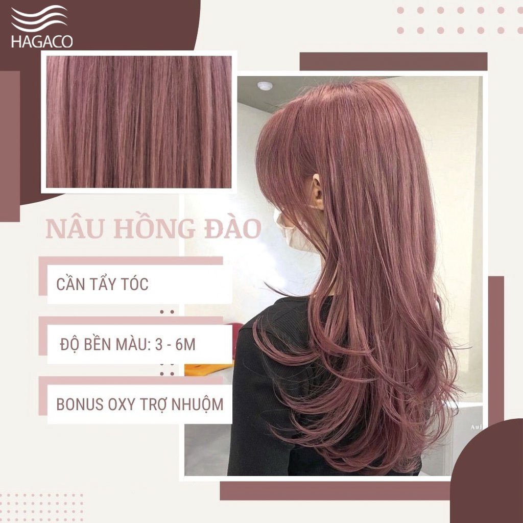 Thuốc Nhuộm Tóc Chính Hàng Màu NÂU HỒNG ĐÀO | Không Tẩy Tặng Oxy Trợ Nhuộm Găng Tay, Mũ Ủ, Chụp tại