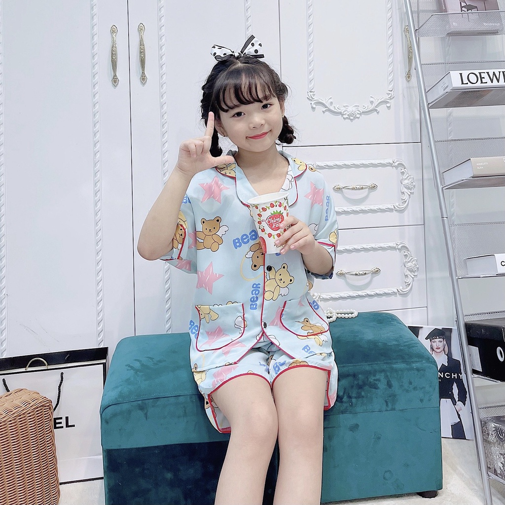 Bộ Pizama cộc tay Mẹ và Bé từ 16-60kg chất lụa Mago cao cấp❤️Bộ quần áo mặc nhà ❤️Sét mẹ và bé - M0030