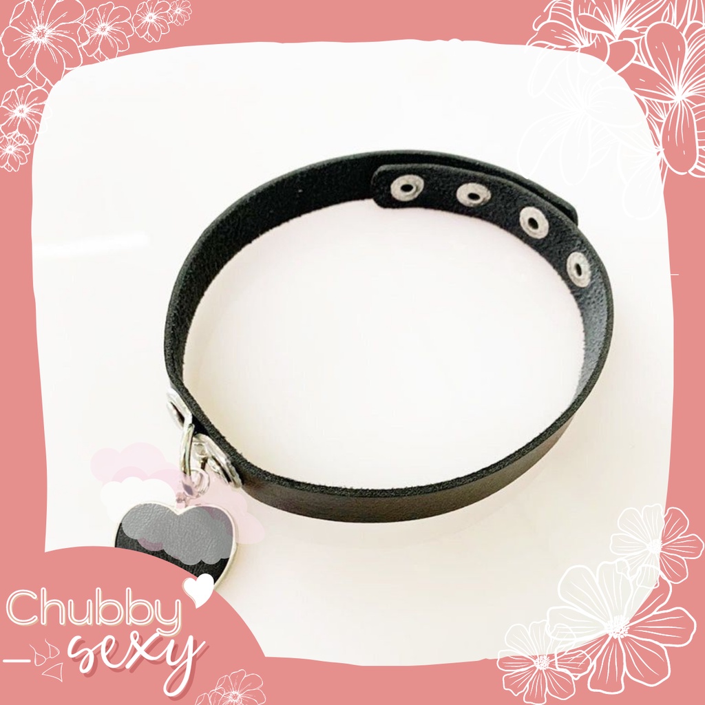 Vòng Cổ Choker Sexy Vòng Cổ Da Chốt Trái Tim Kèm Dây Xích Kéo -- PK14  Chubby.Sexy