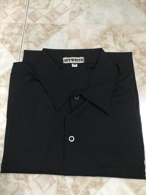 Áo sơ mi tay dài trơn đen trắng unisex vải lụa | BigBuy360 - bigbuy360.vn