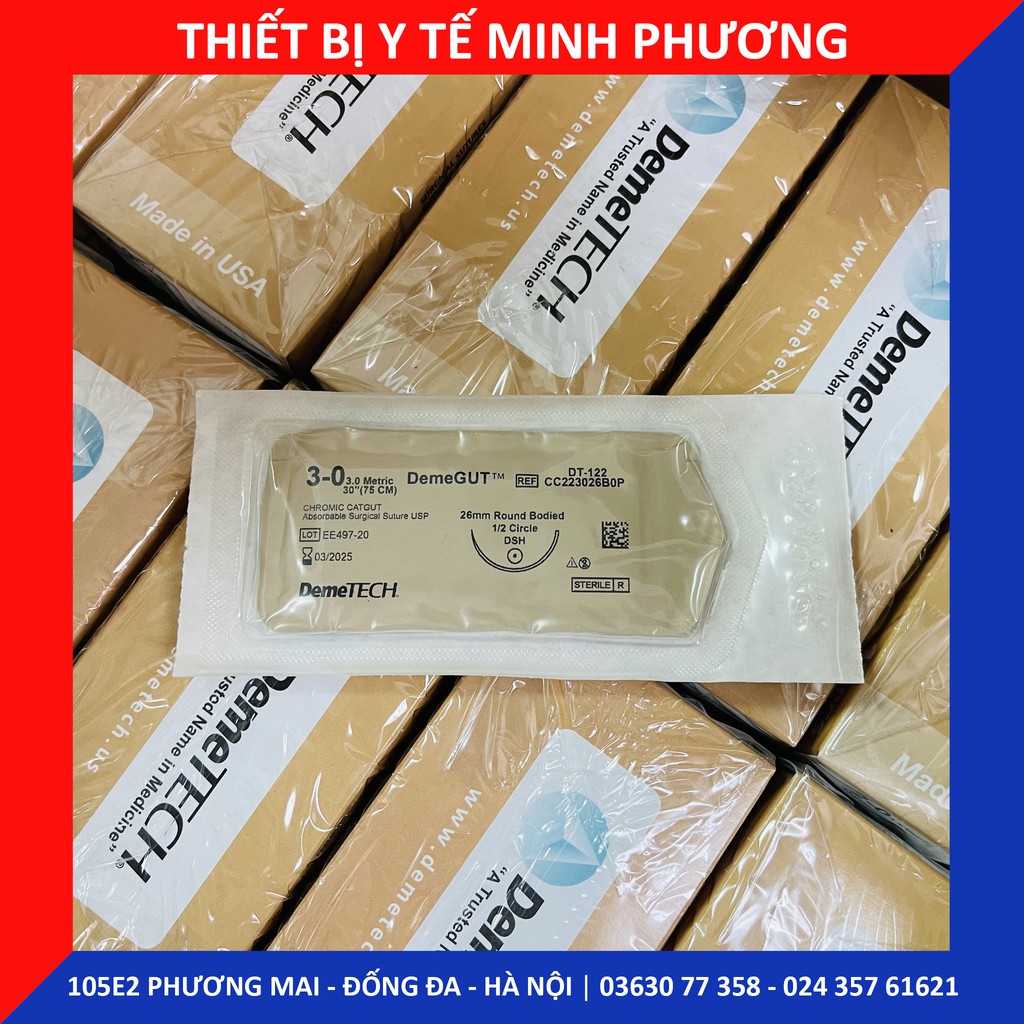 Bán lẻ Chỉ khâu DEMEGUT DEMETECH Catgut Chromic không tiêu dùng trong phẫu thuật số 3/0