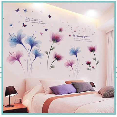 Decal dán tường Combo hoa dán phòng ngủ lãng mạn AmyShop