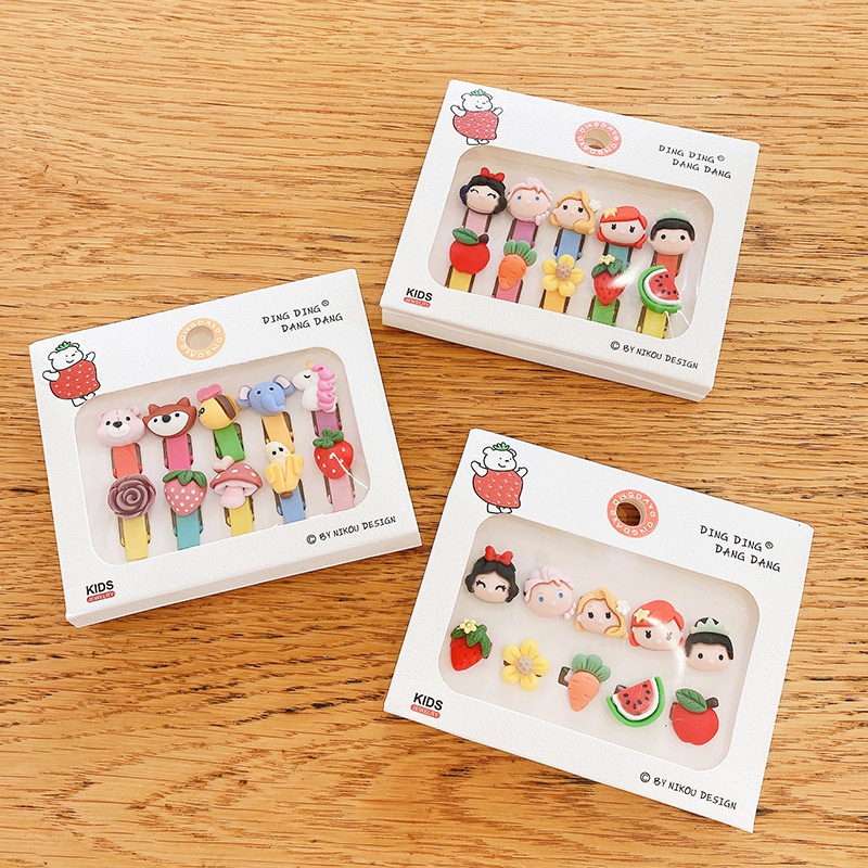 Set 10 Kẹp Tóc Nhỏ Hình Động Vật Dễ Thương Cho Bé Gái