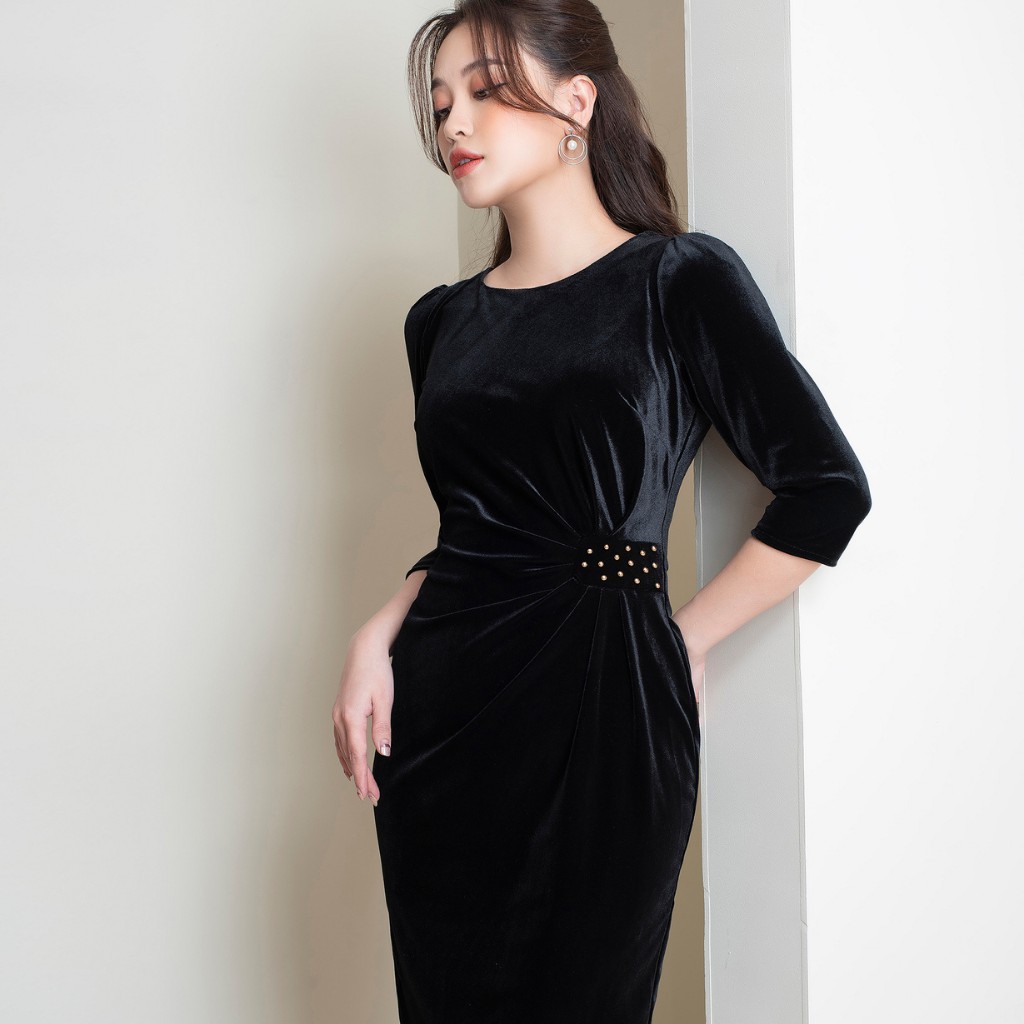 Váy Body - Đầm Dự Tiệc chất vải nhung hàn cao cấp , mặc giấu bụng cực kì cho chị em | BigBuy360 - bigbuy360.vn