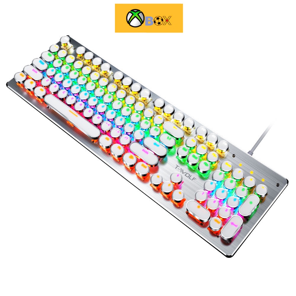 Bàn phím cơ gaming Thunder Wolf phím tròn đèn led với 9 chế độ tuổi thọ 50 triệu lần bấm Bh 12 tháng