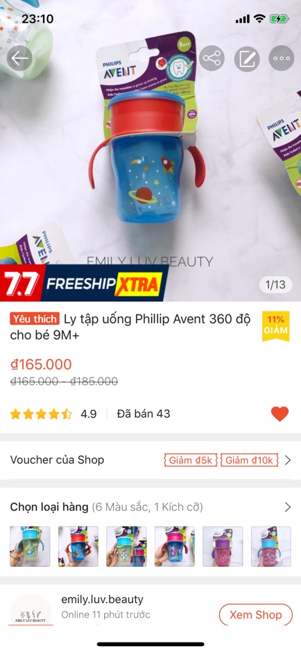 Bình tập uống Philips Avent 360 độ cho bé 9M+