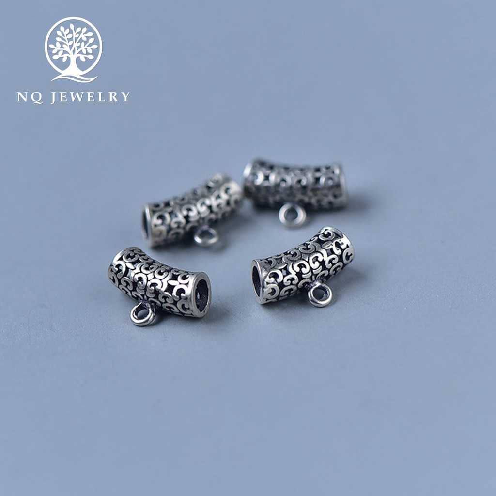 Charm bạc họa tiết cổ điển gắn charm treo - NQ Jewelry
