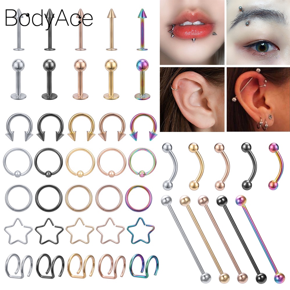 1 Khuyên Xỏ Cơ Thể Bằng Thép Không Gỉ Cá Tính