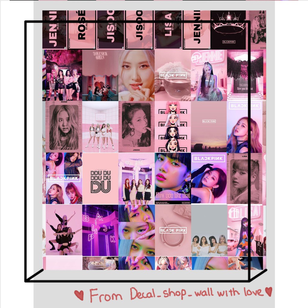 12 tấm Wall Collage giấy bóng keo sẵng lột dán tường trang trí phòng ngủ - theme Blackpink