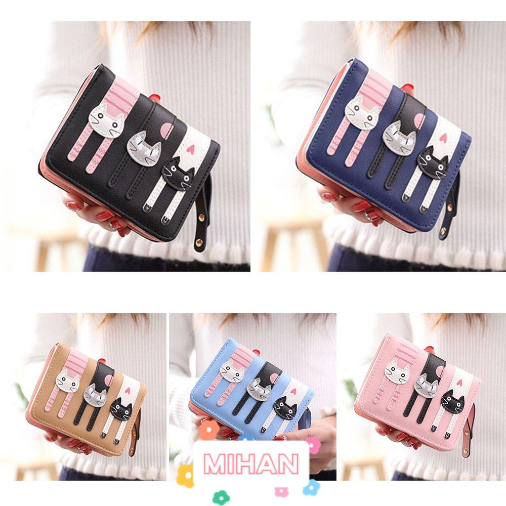 Ví Ngắn Đựng Thẻ In Hình Ba Chú Mèo Dễ Thương Sáng Tạo MIHAN1 Giá Đỡ