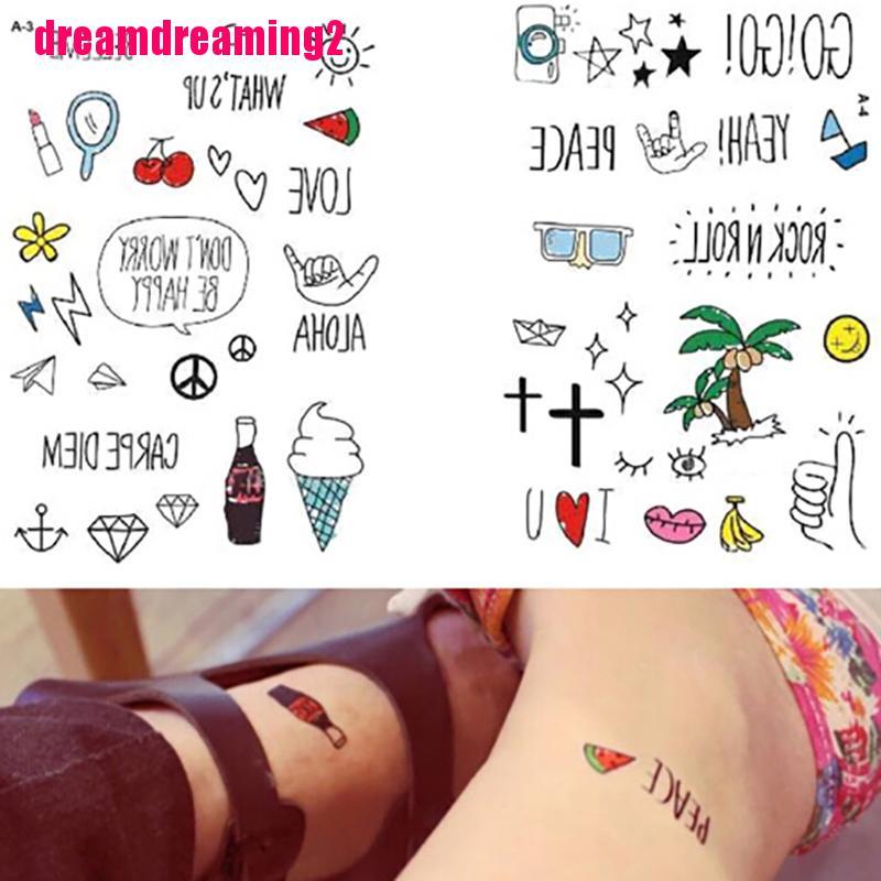 Bộ 10 Tấm Hình Xăm Dán Thiết Kế Dễ Thương Thời Trang