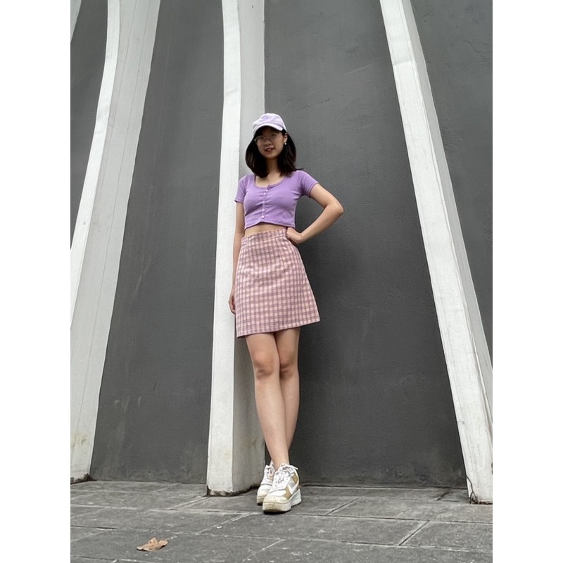 [Chân váy] [Chân váy chữ a] [Chân váy ngắn] Chân Váy Chữ A Công Sở Lưng Cao Kẻ Sọc Caro Thời Trang - Chân Váy Nữ MOMOTO | BigBuy360 - bigbuy360.vn