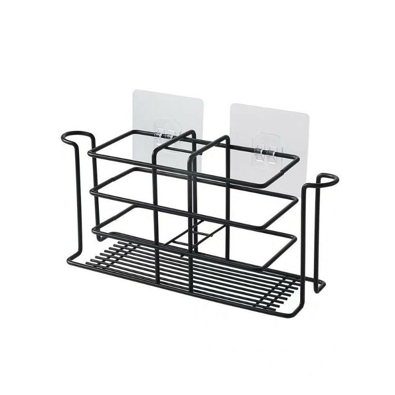 Kệ đựng bàn chải, kem đánh răng nhà tắm dán tường bằng sắt phun sơn tĩnh điện.