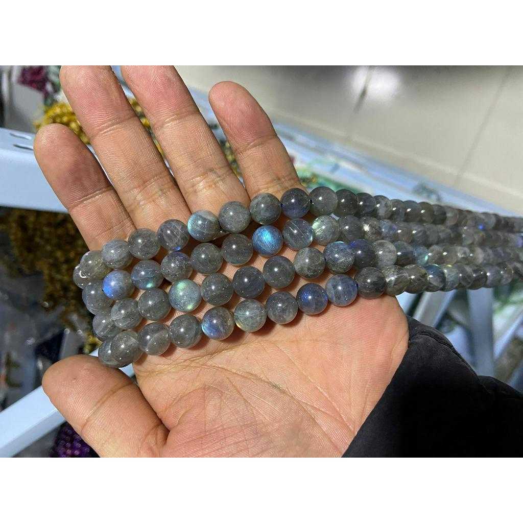 Chuỗi Hạt Đá labradorite Màu Xám Tự Nhiên Dùng Làm Trang Sức diy