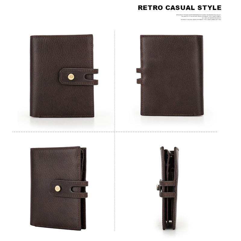 Youyo Ví Ngắn Bằng Da Bò Có Khóa Cài Chống Trộm RFID Cho Nam