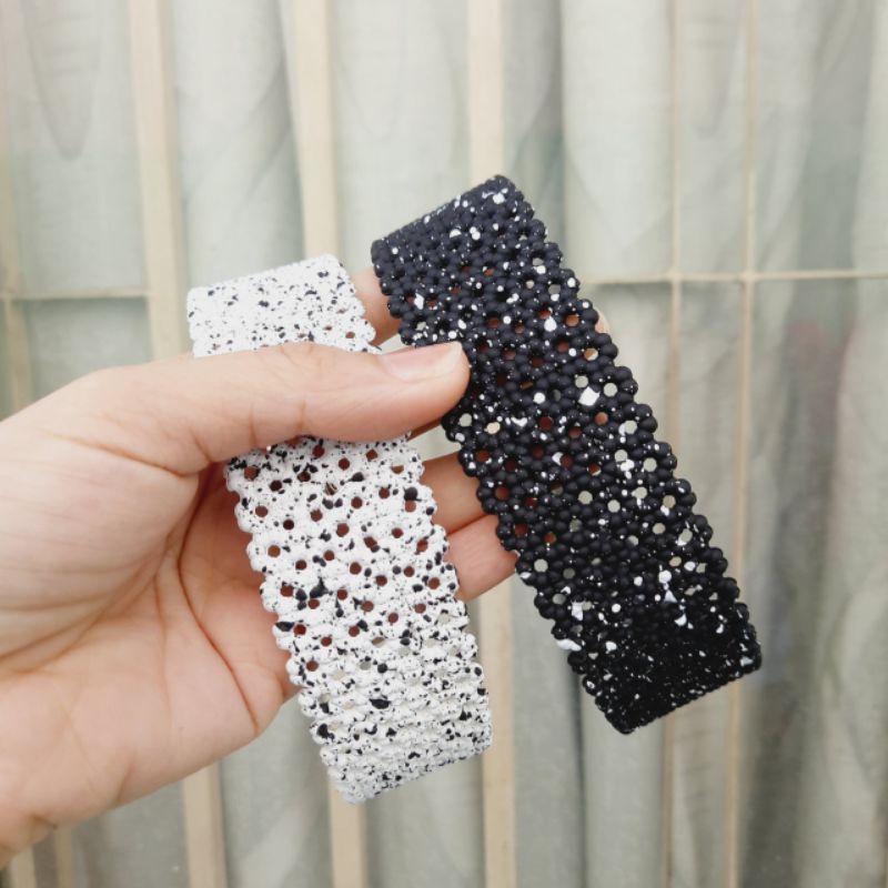 Bờm Cài tóc họa tiết đen trắng loại nhám (bản 3cm)